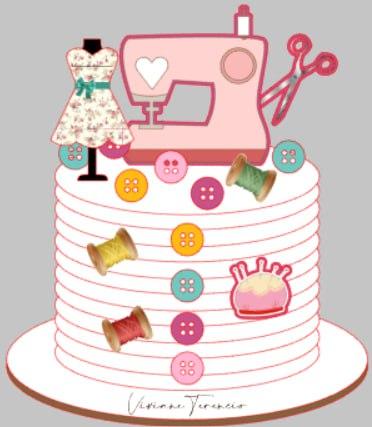 topo de bolo Costureira
