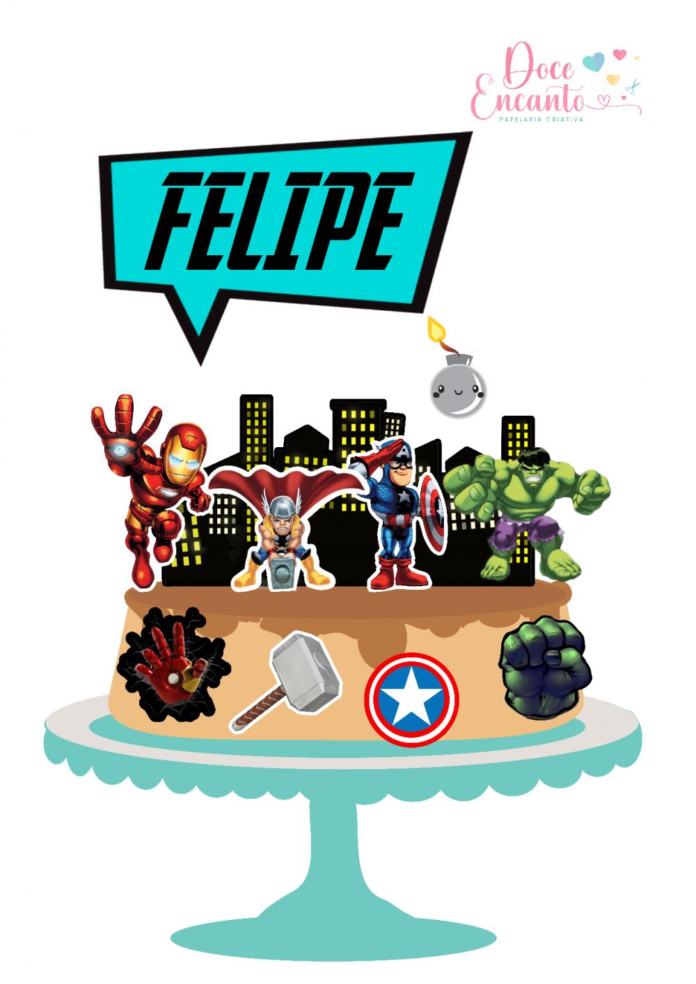 Topo de Bolo Avengers