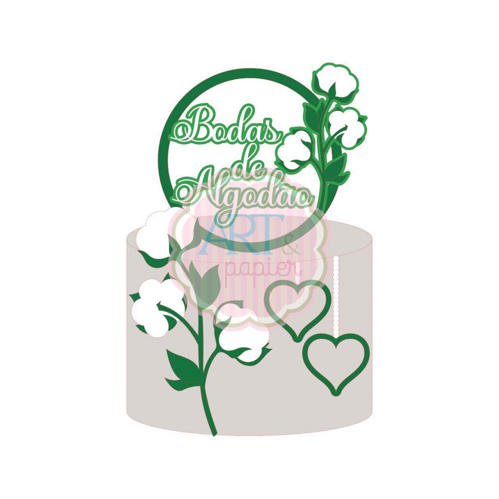 Topo de bolo Bodas de algodao