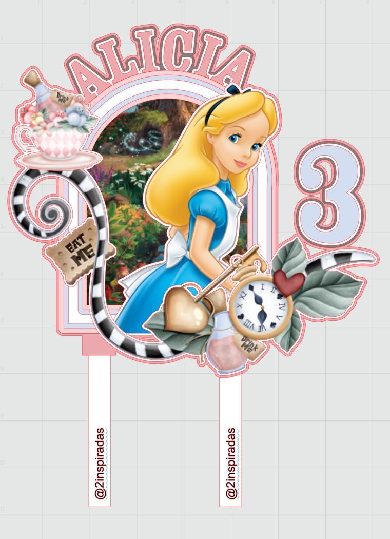 Topo de bolo Alice no País das Maravilhas
