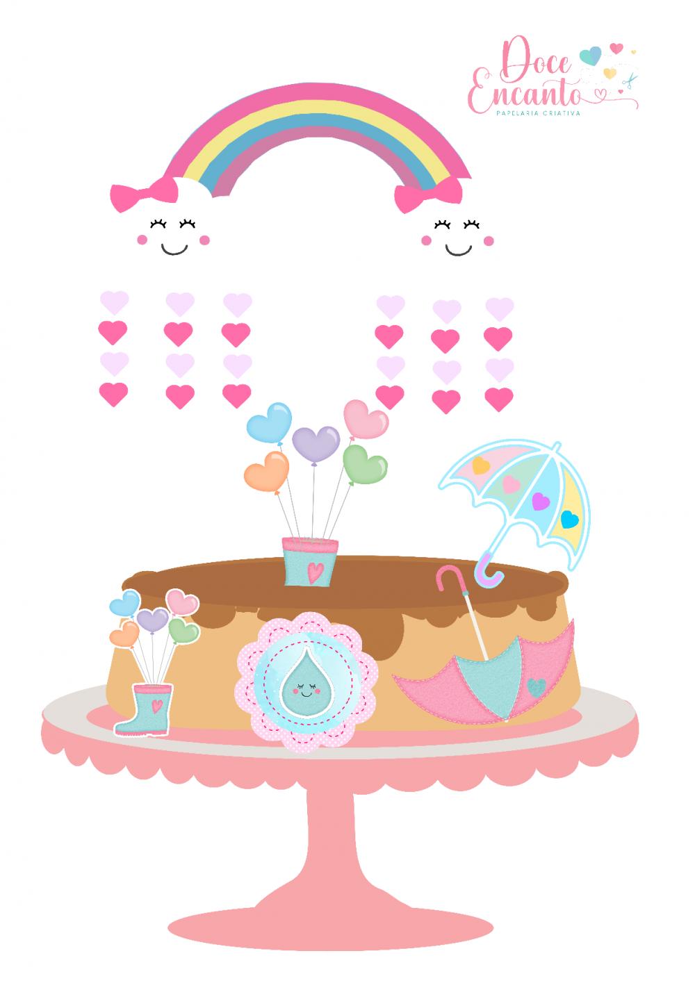 Topo de Bolo Chuva de benção