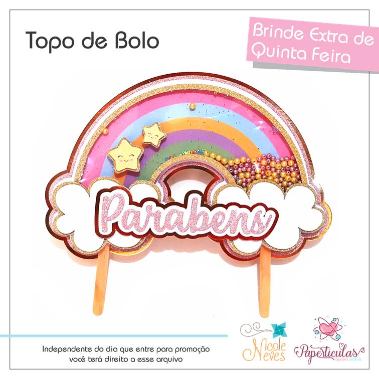 Topo de bolo Arco Iris