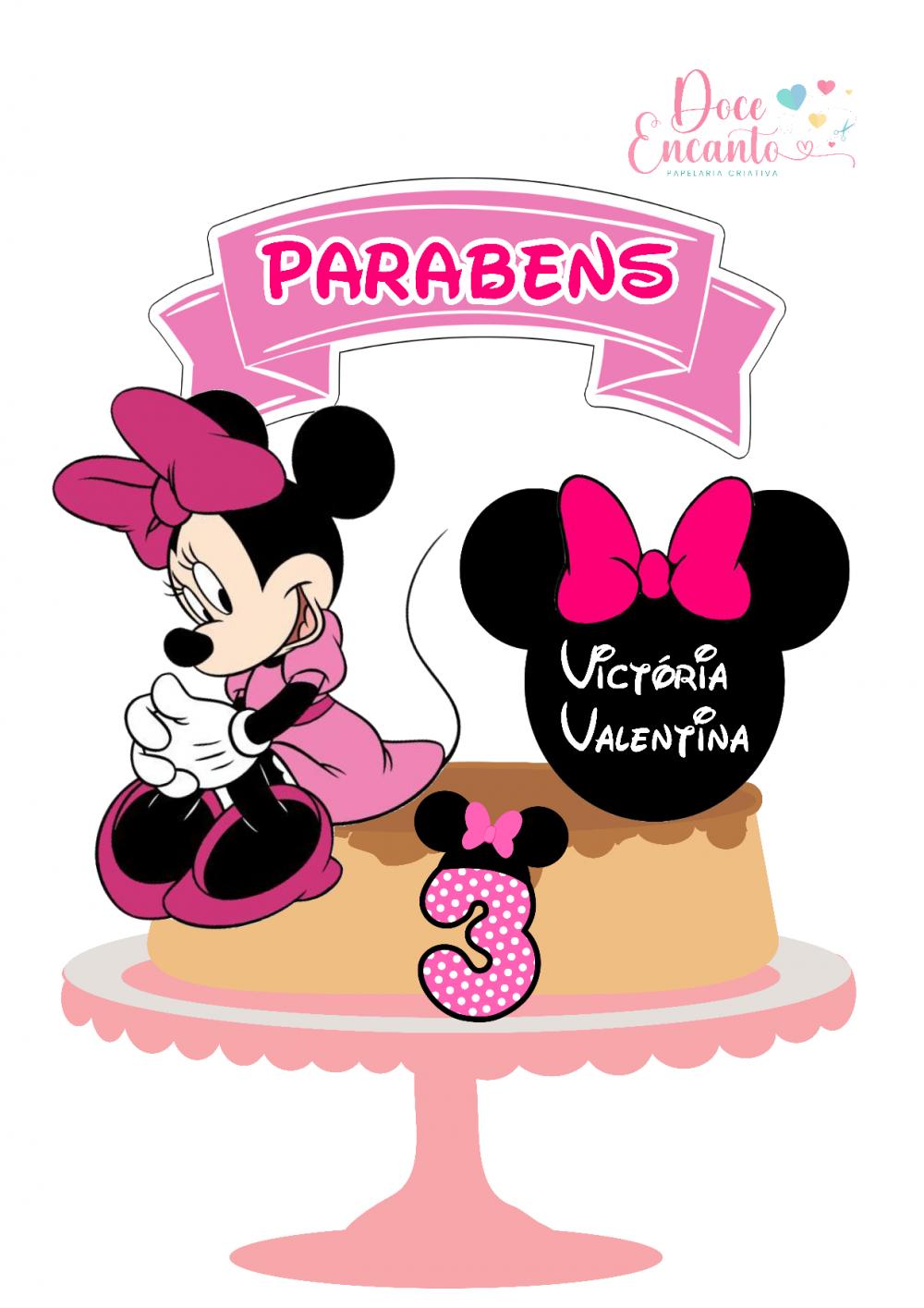 Topo de Bolo Minnie