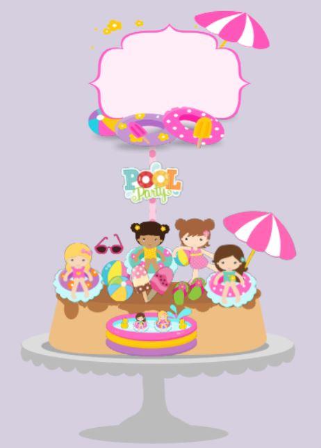 Topo de Bolo Pool Party