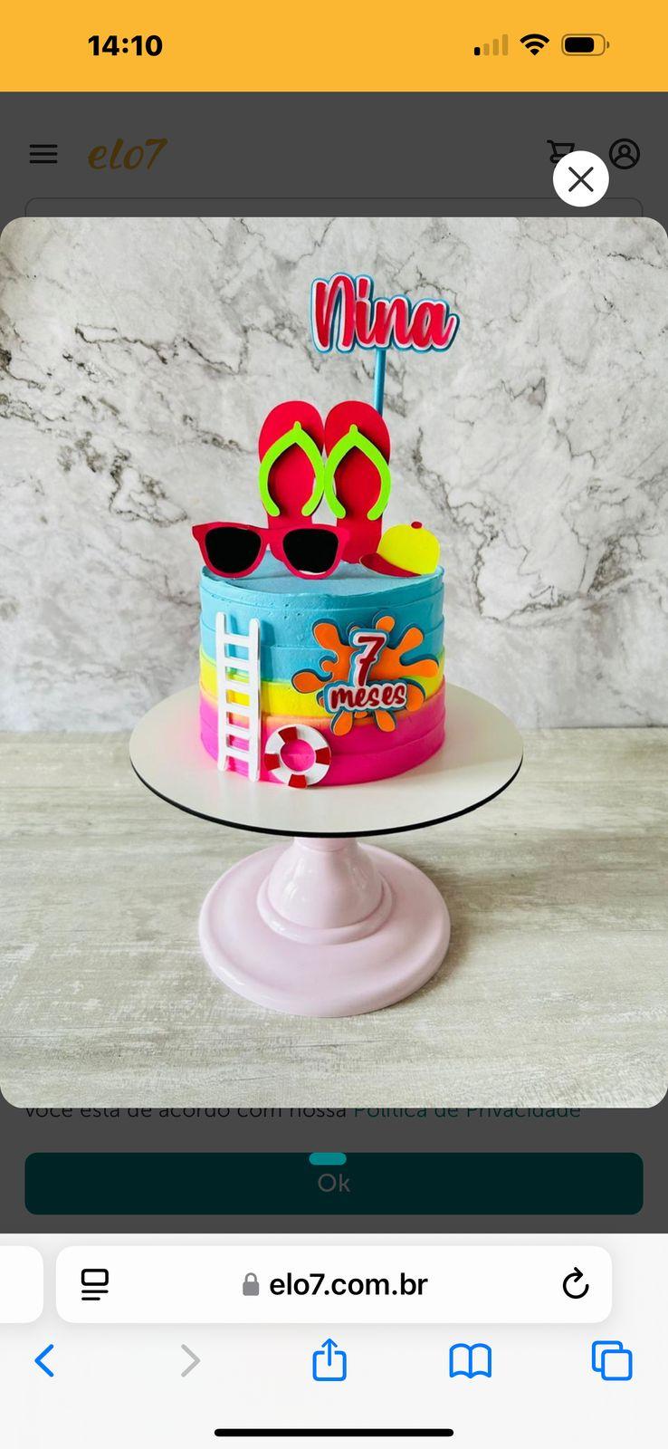 Topo de Bolo Pool Party