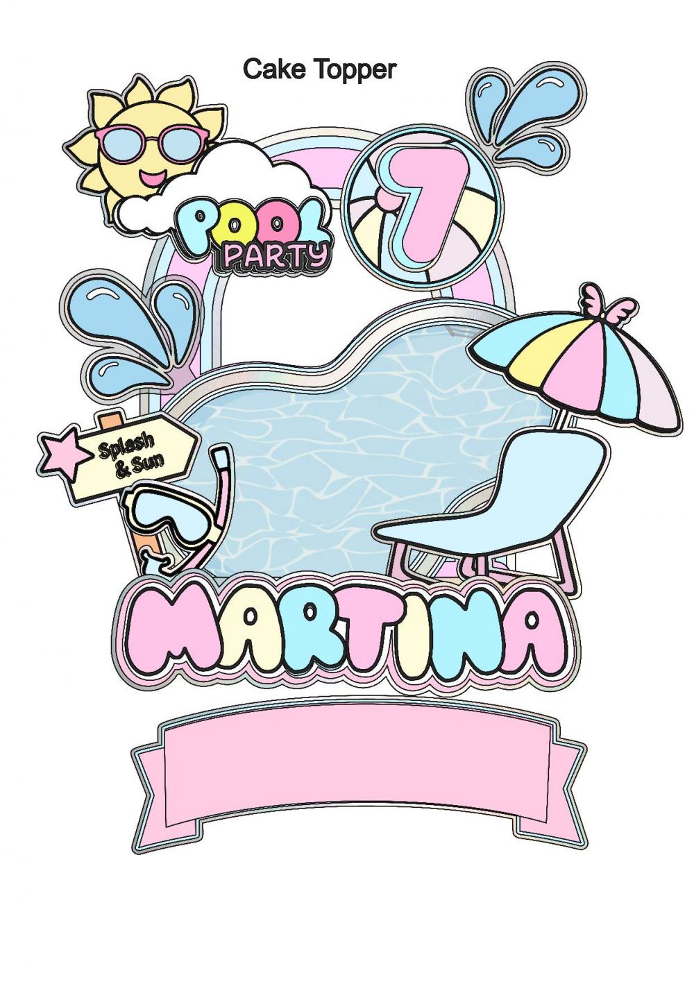 Topo de Bolo Pool Party