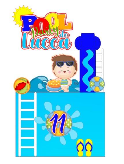 Topo de Bolo Pool Party