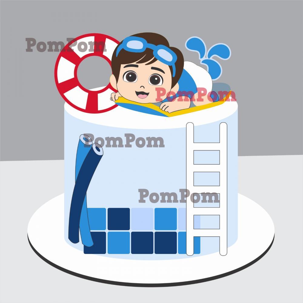 Topo de Bolo Pool Party