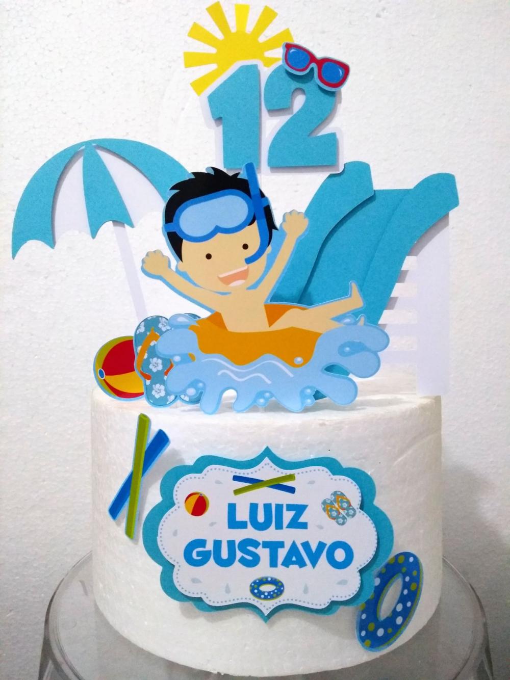 Topo de Bolo Pool Party