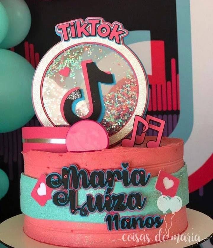 Topo de Bolo Tik e Tok