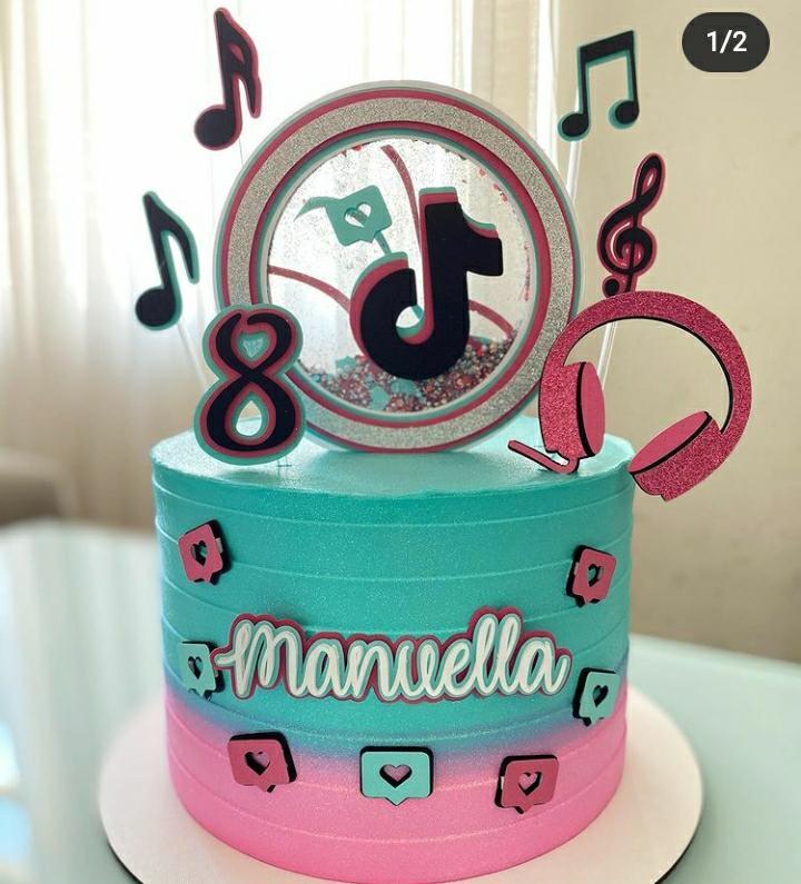 Topo de Bolo Tik e Tok