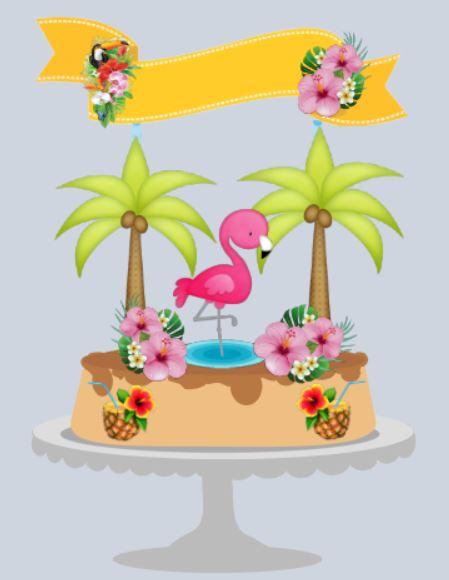 topo de bolo Flamingo