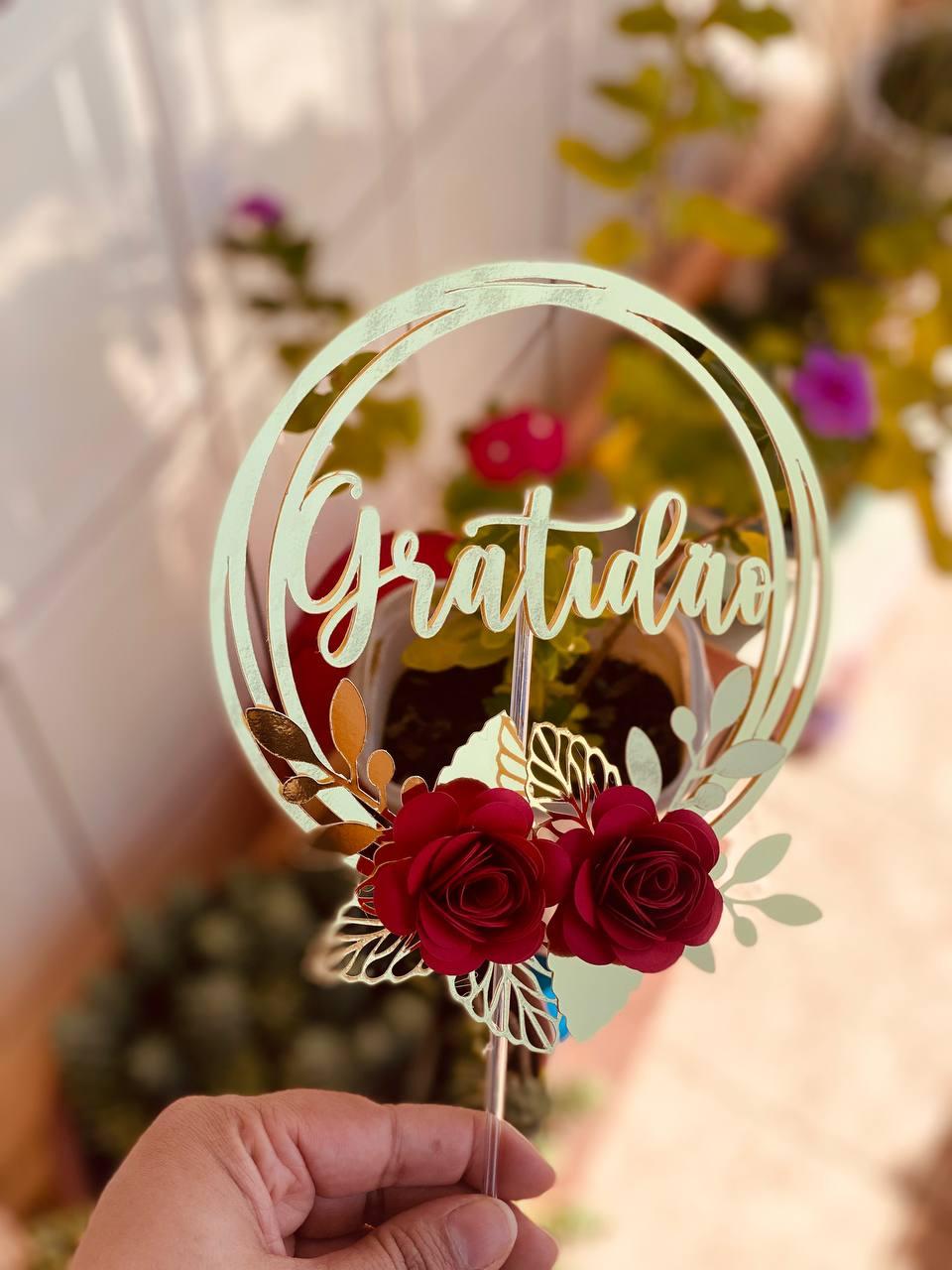 Topo de bolo Gratidão