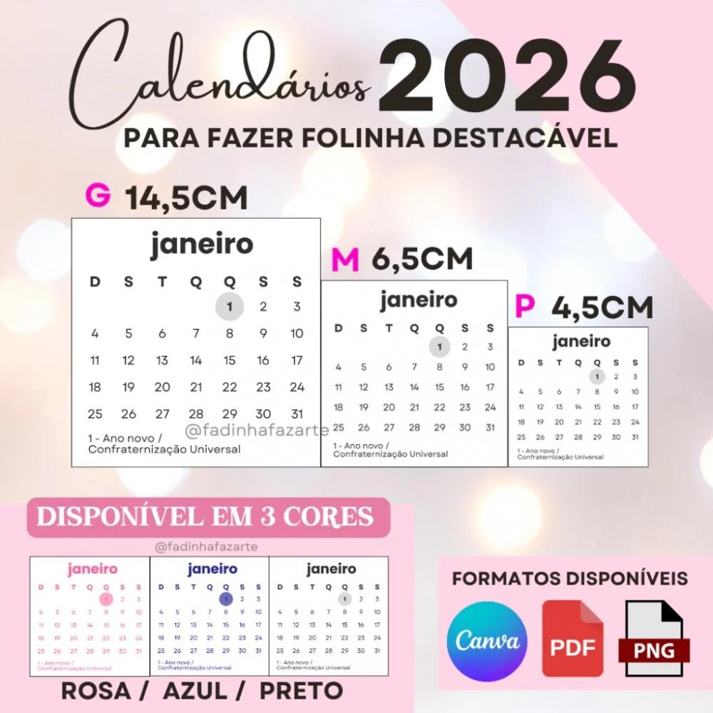 Arquivo de corte Calendário 2026
