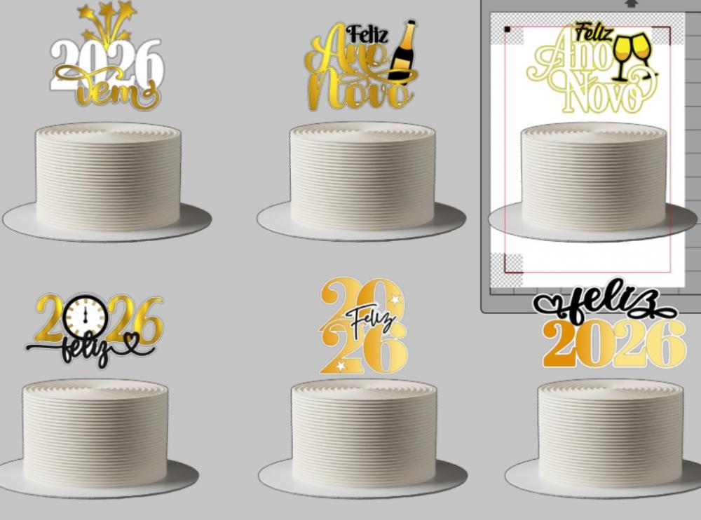 Arquivo de corte topo de bolo ano novo 2026