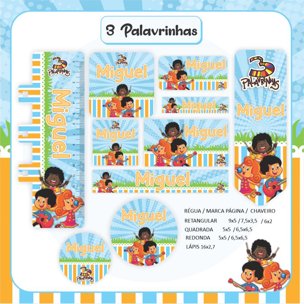 Arquivo de corte Etiqueta Escolar 3 Palavrinhas