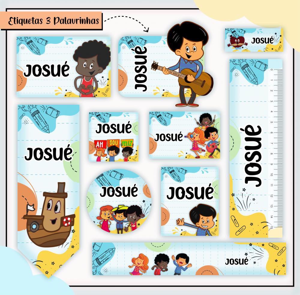 Arquivo de corte Etiqueta Escolar 3 Palavrinhas