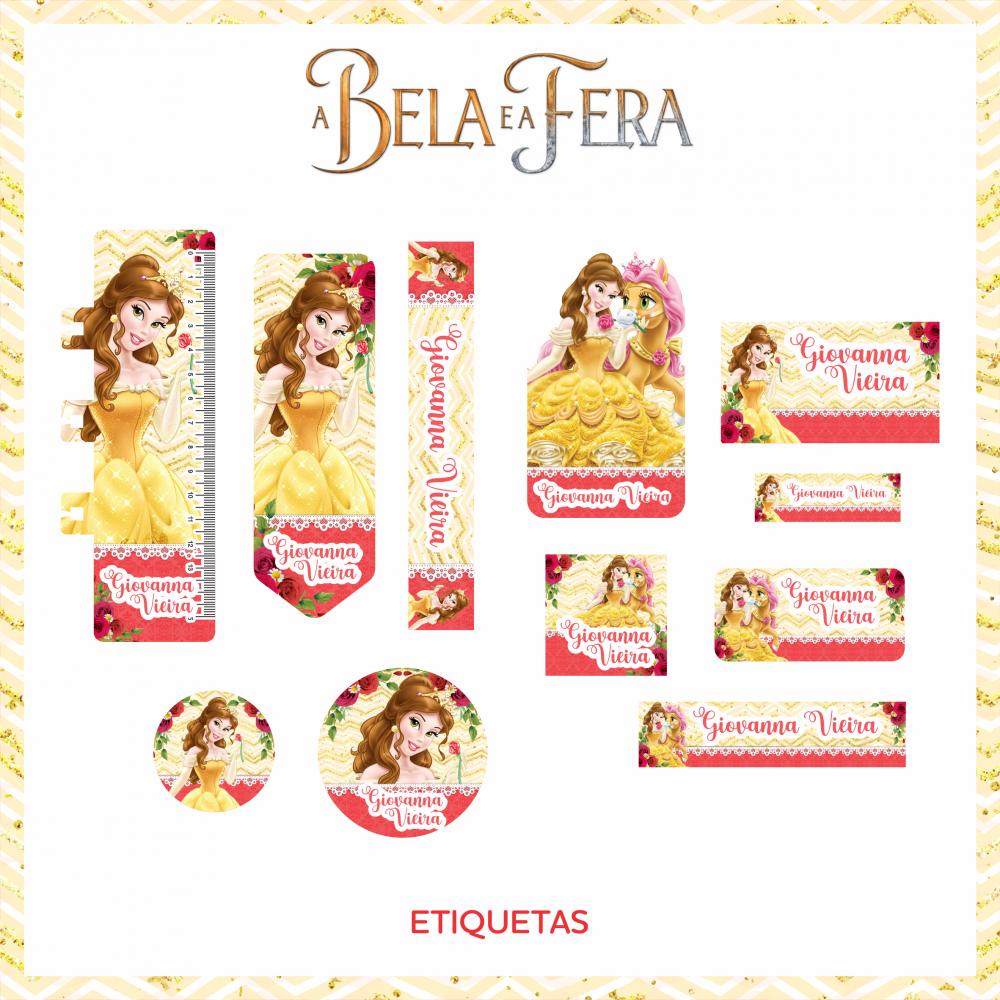 Arquivo de corte Etiqueta Escolar A Bela e a Fera