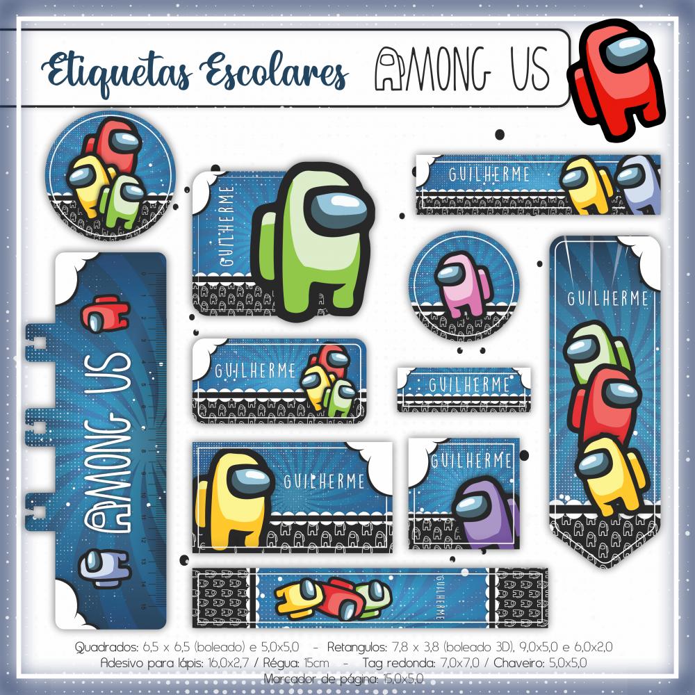 Arquivo de corte Etiqueta Escolar Among Us