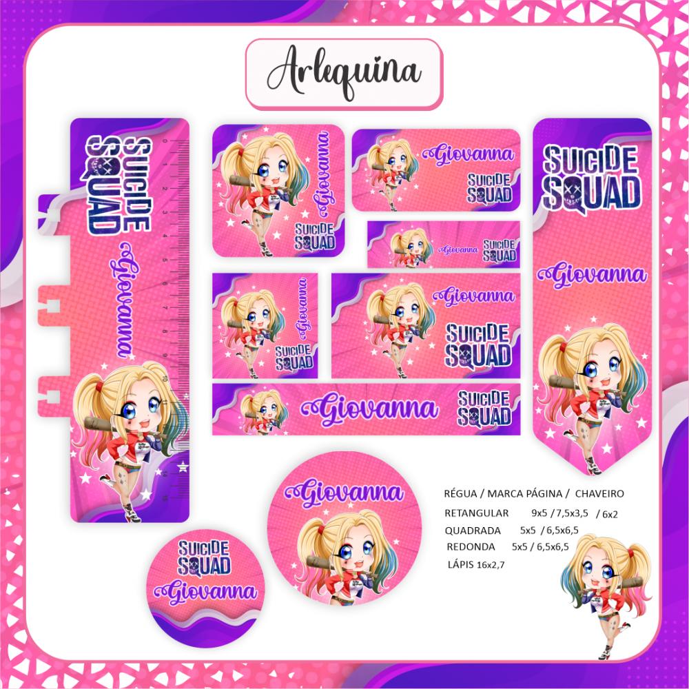 Arquivo de corte Etiqueta Escolar Arlequina