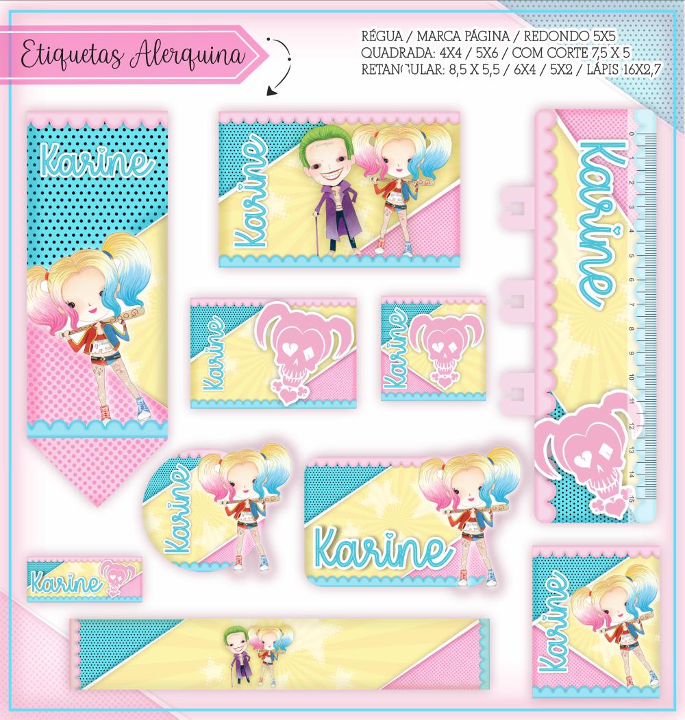 Arquivo de corte Etiqueta Escolar Arlequina