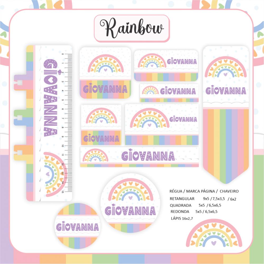 Arquivo de corte Etiqueta Escolar Arco Iris