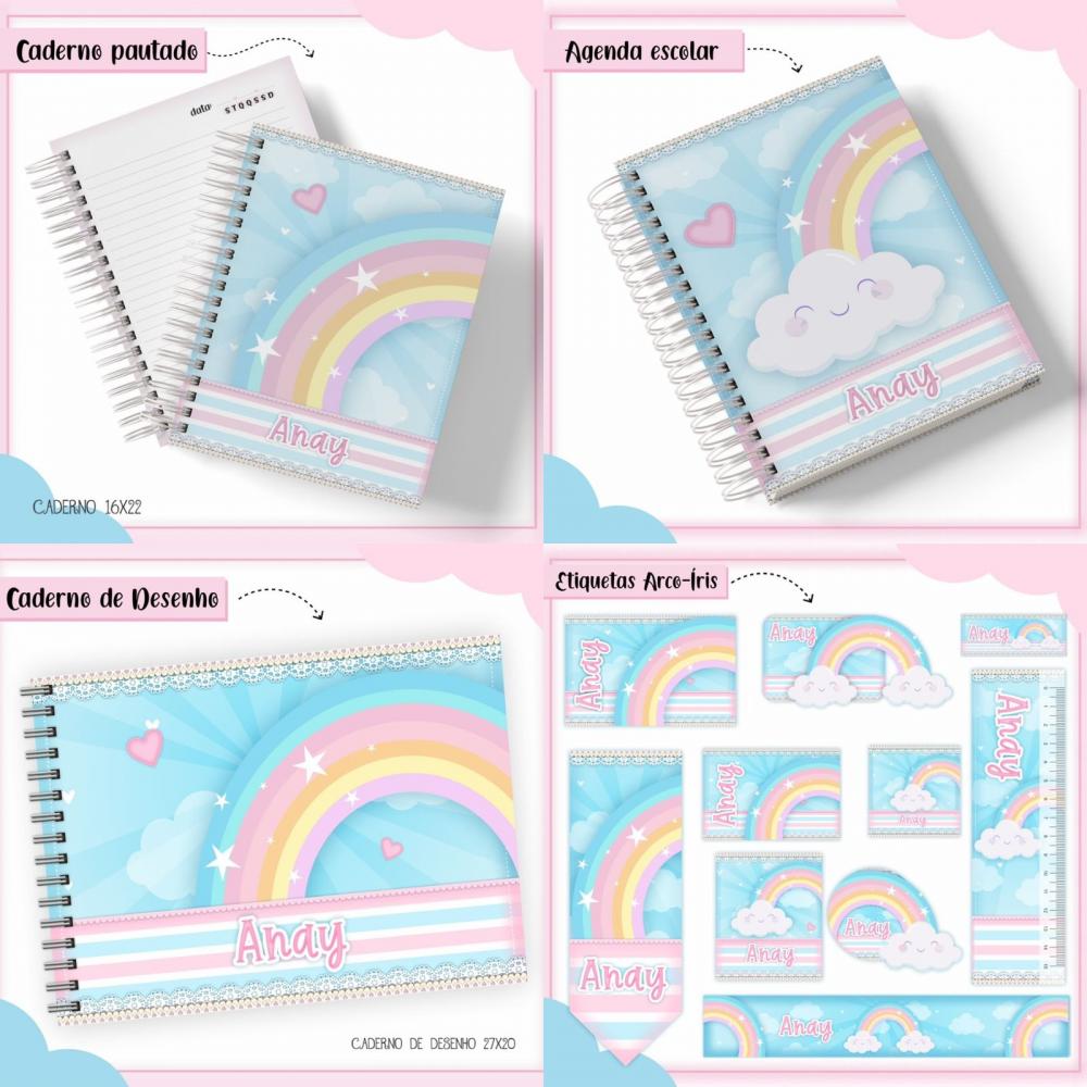 Arquivo de corte Etiqueta Escolar Arco Iris