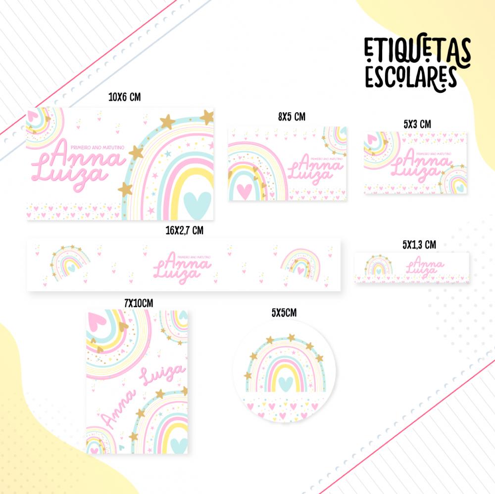 Arquivo de corte Etiqueta Escolar Arco Iris