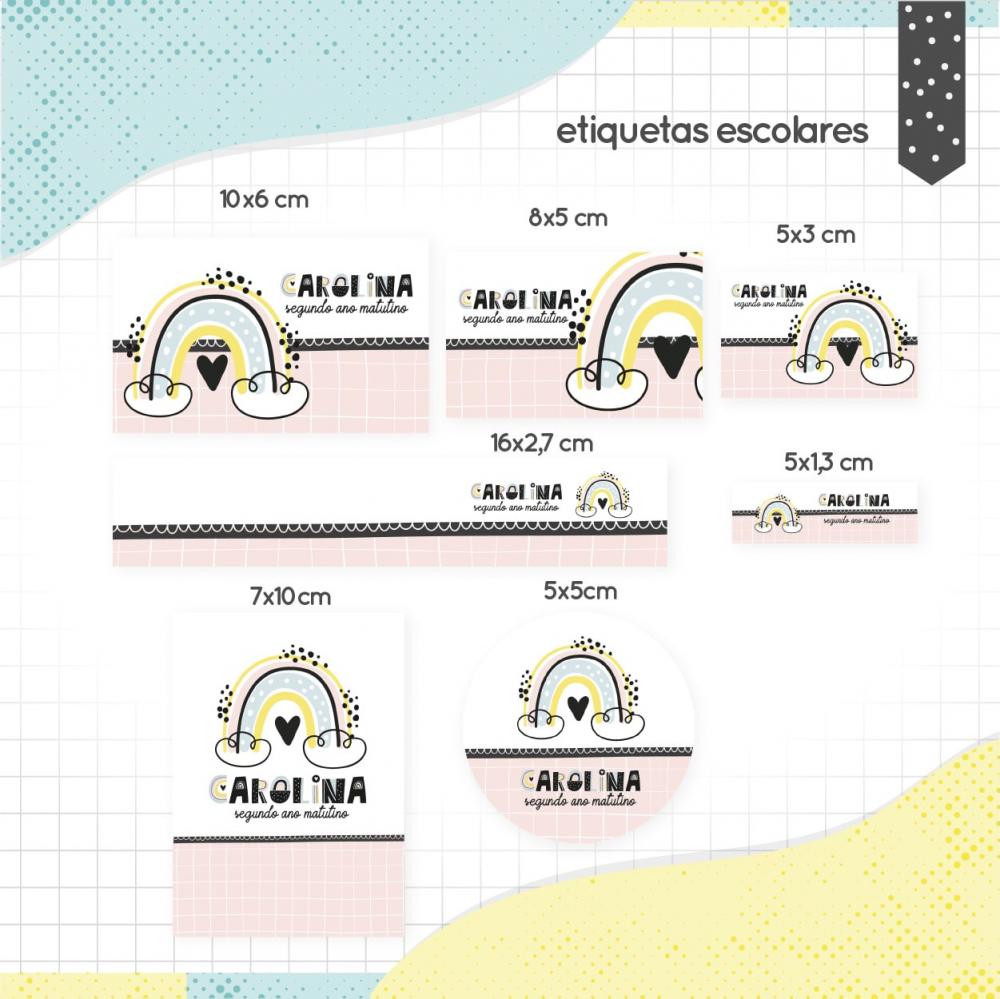Arquivo de corte Etiqueta Escolar Arco Iris