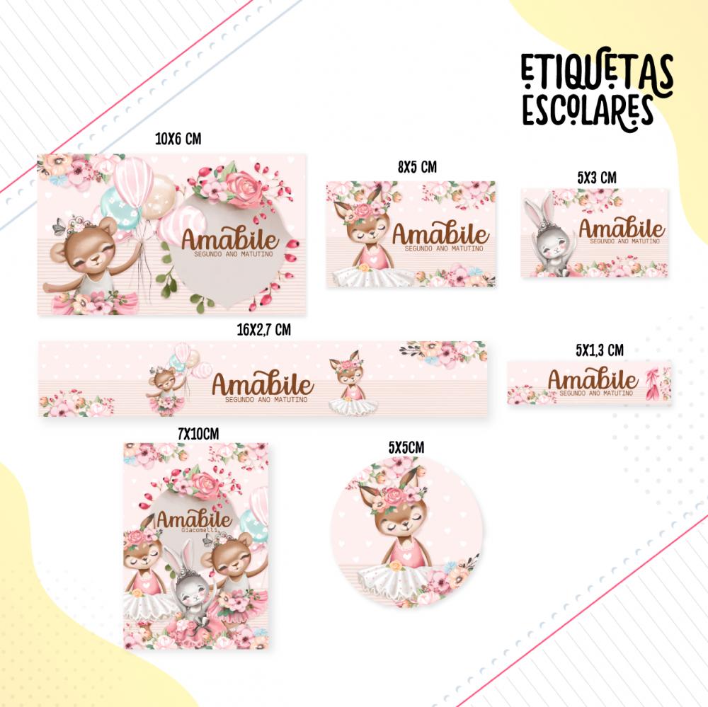 Arquivo de corte Etiqueta Escolar Animais Cute