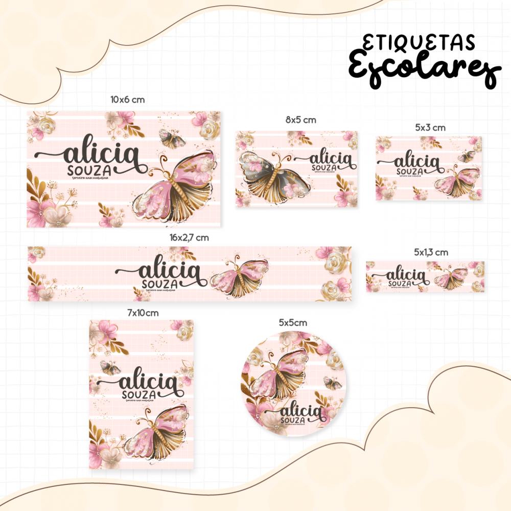 Arquivo de corte Etiqueta Escolar Borboleta