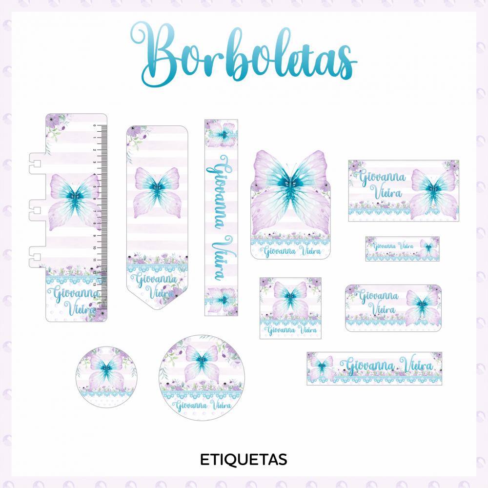 Arquivo de corte Etiqueta Escolar Borboleta