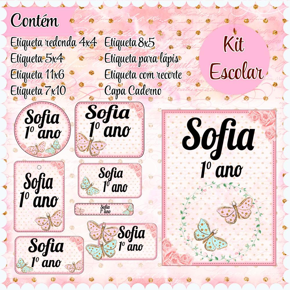 Arquivo de corte Etiqueta Escolar Borboleta