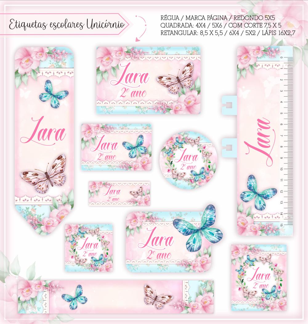 Arquivo de corte Etiqueta Escolar Borboleta