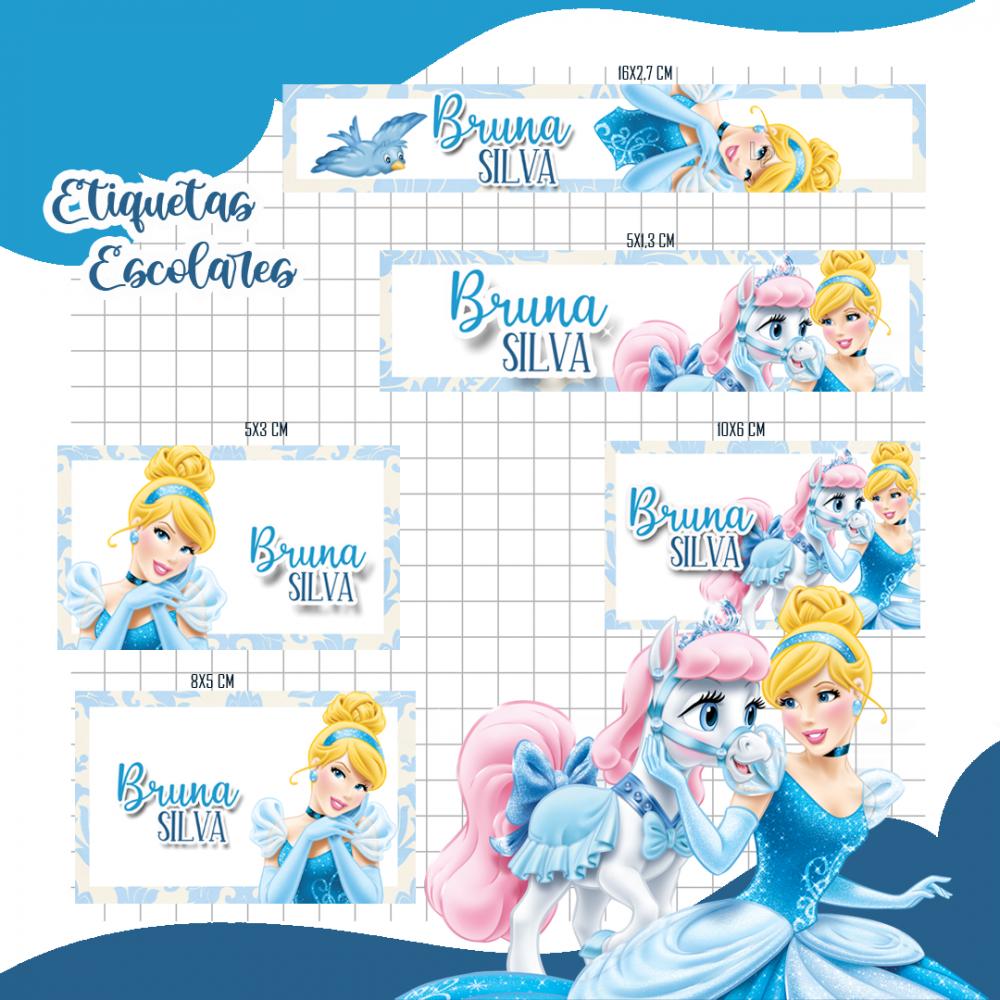 Arquivo de corte Etiqueta Escolar Cinderela