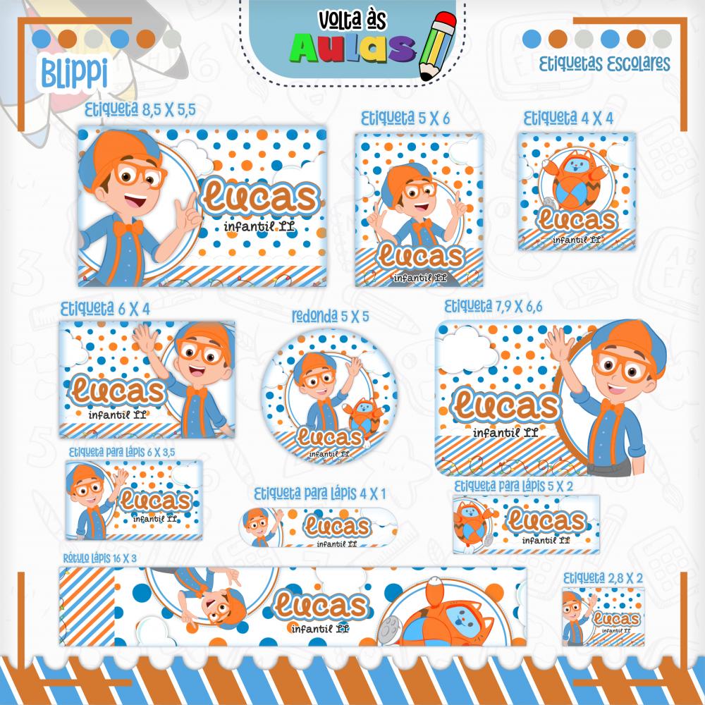 Arquivo de corte Etiqueta Escolar Blippi