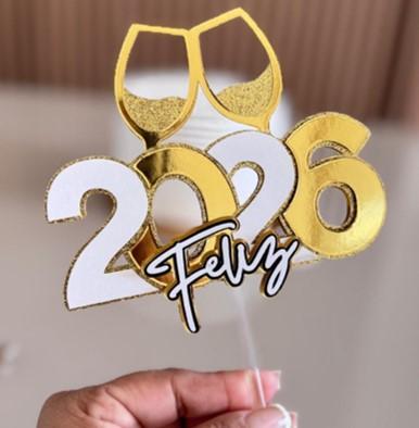 Arquivo de corte topo de bolo ano novo