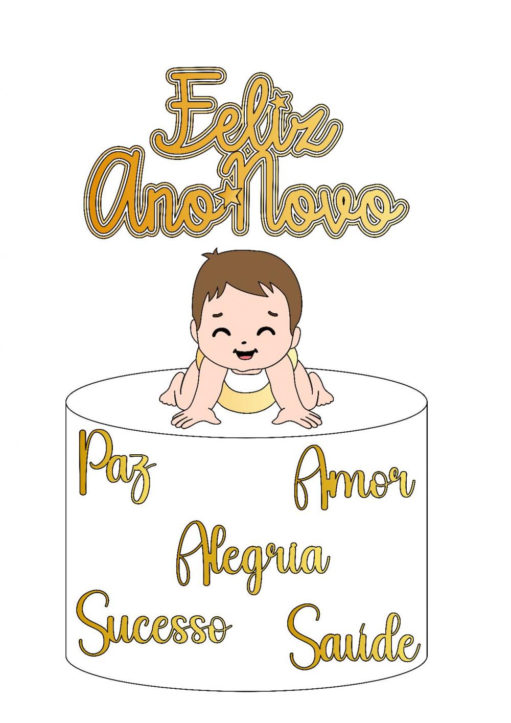 Arquivo de corte topo de bolo ano novo