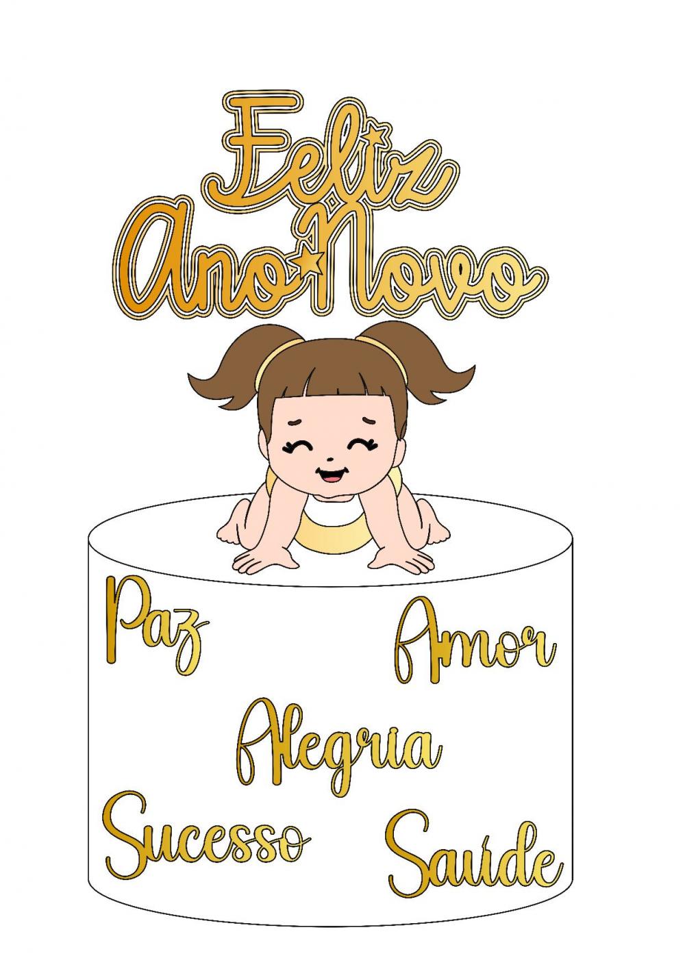 Arquivo de corte topo de bolo ano novo