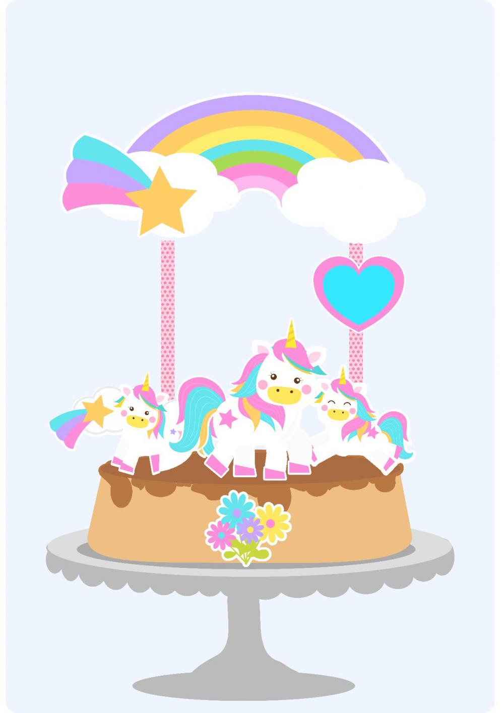 Arquivo de corte topo de bolo Unicórnio