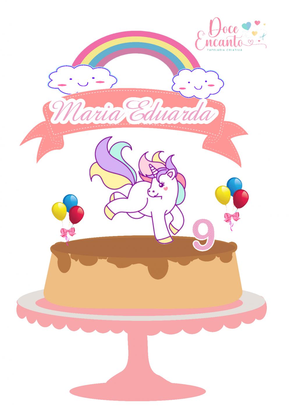 Arquivo de corte topo de bolo Unicórnio