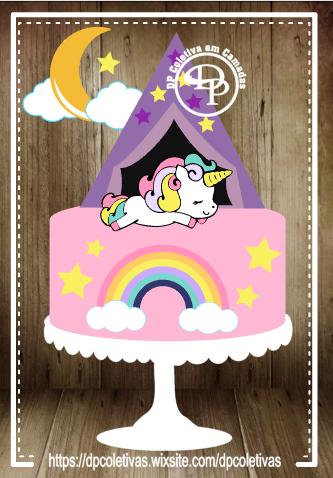 Arquivo de corte topo de bolo Unicórnio