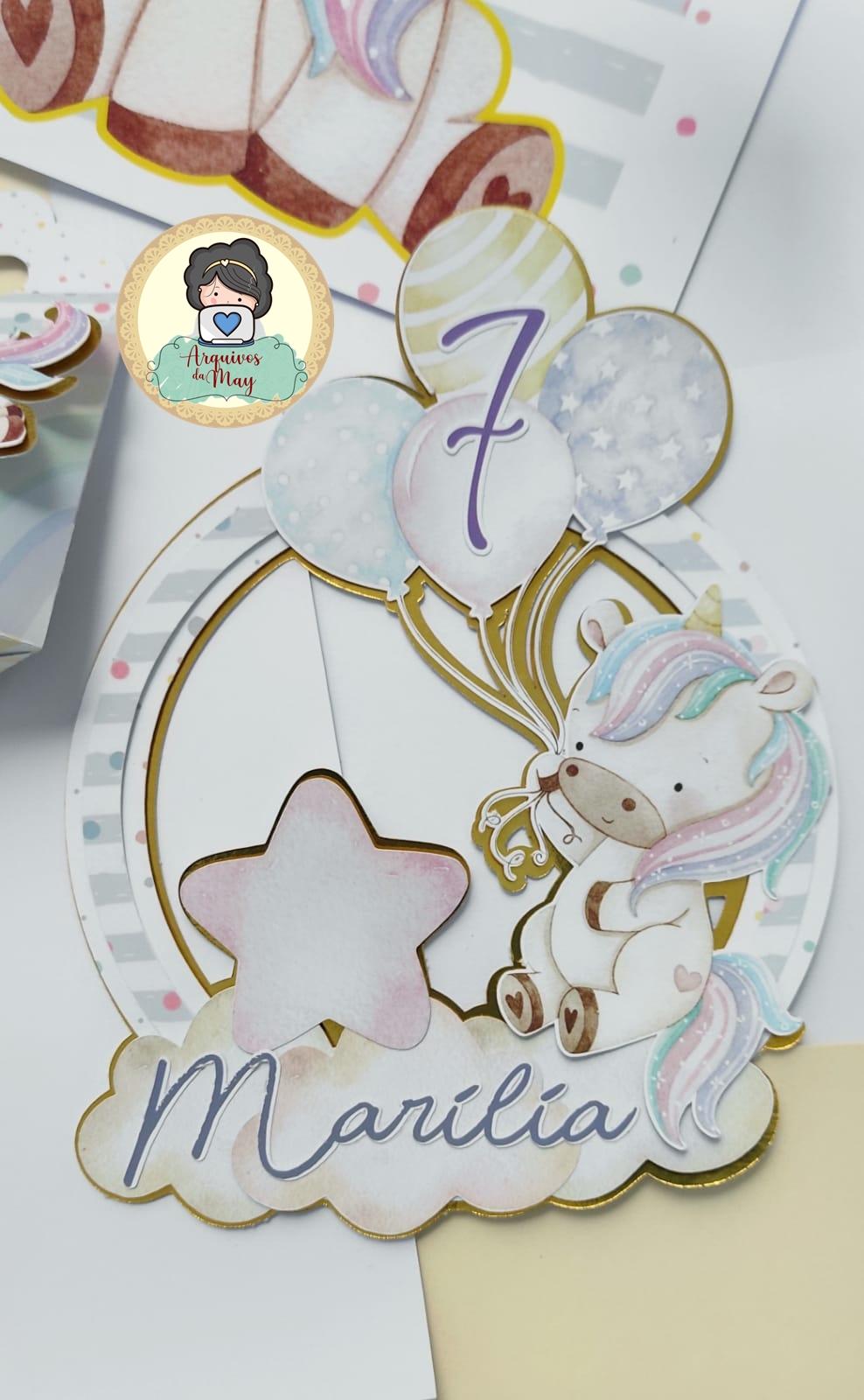 Arquivo de corte topo de bolo Unicórnio