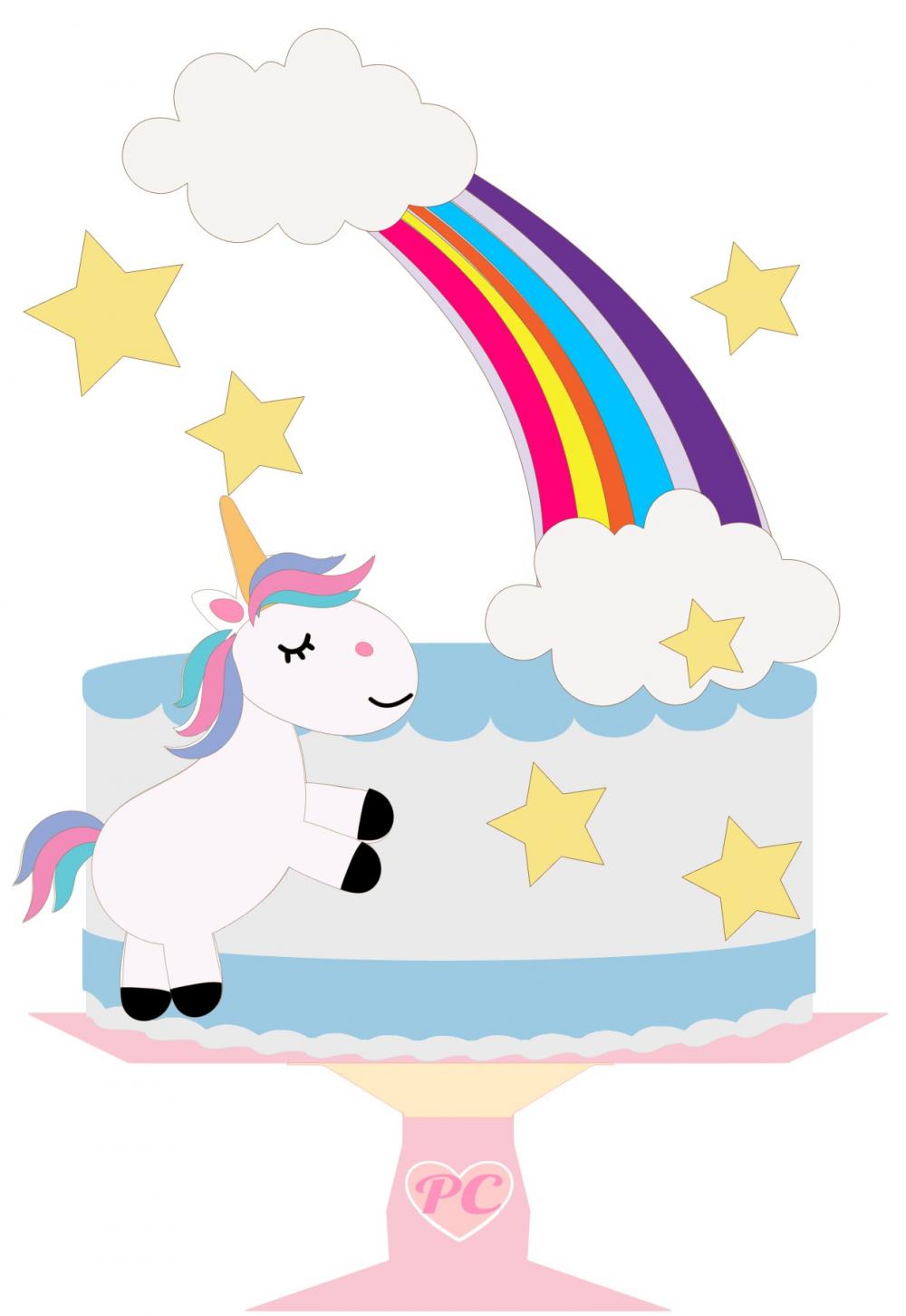 Arquivo de corte topo de bolo Unicórnio