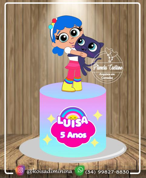 Arquivo de corte topo de bolo Vera e o reino do arco iris