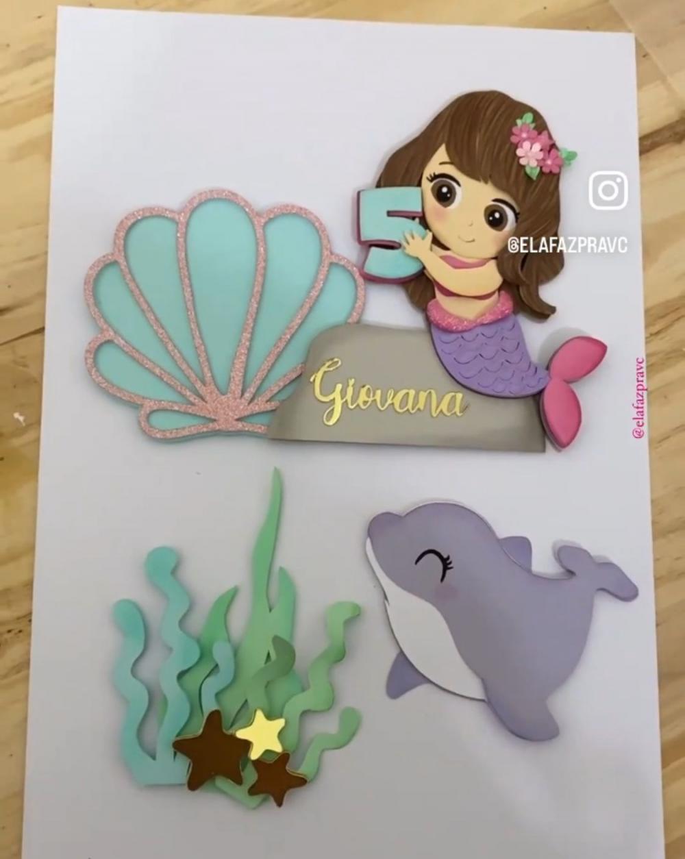 Arquivo de corte topo de bolo Sereia