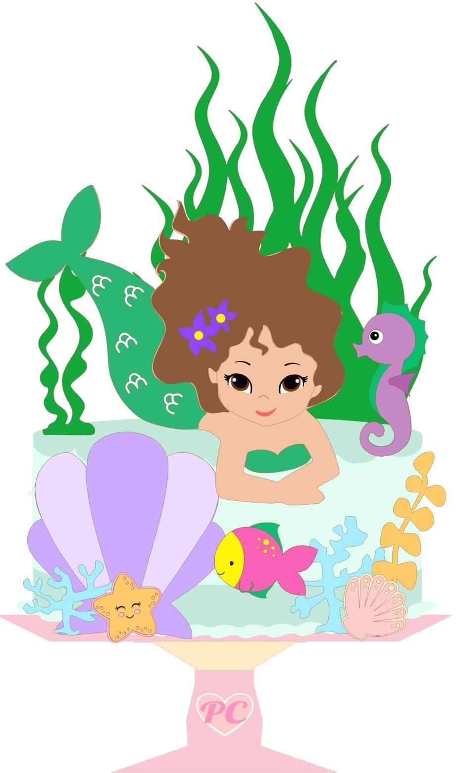 Arquivo de corte topo de bolo Sereia