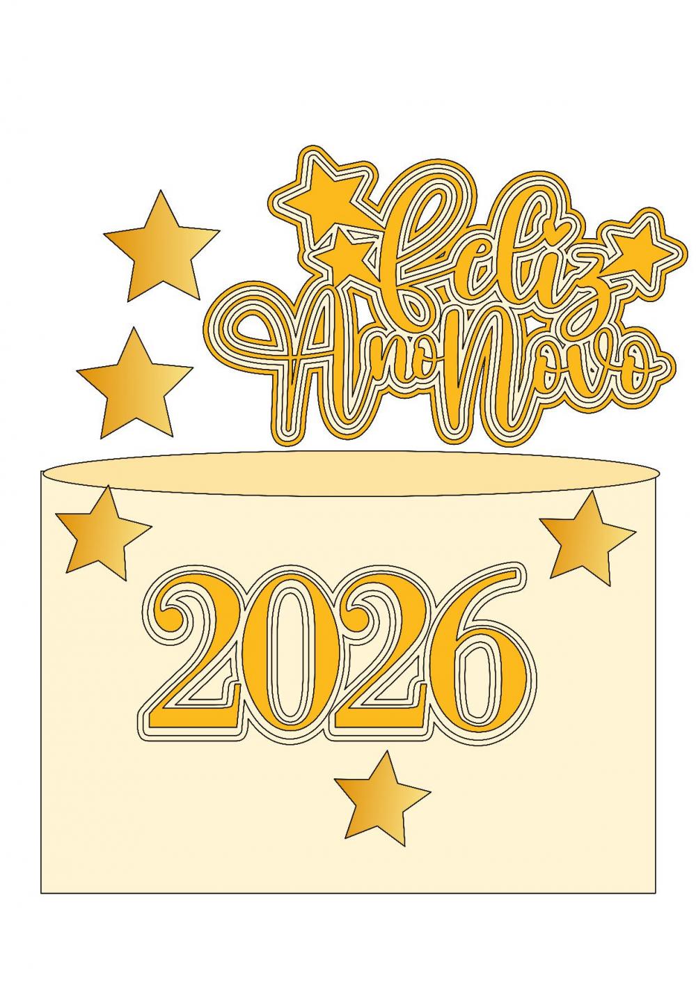 Arquivo de corte topo de bolo ano novo