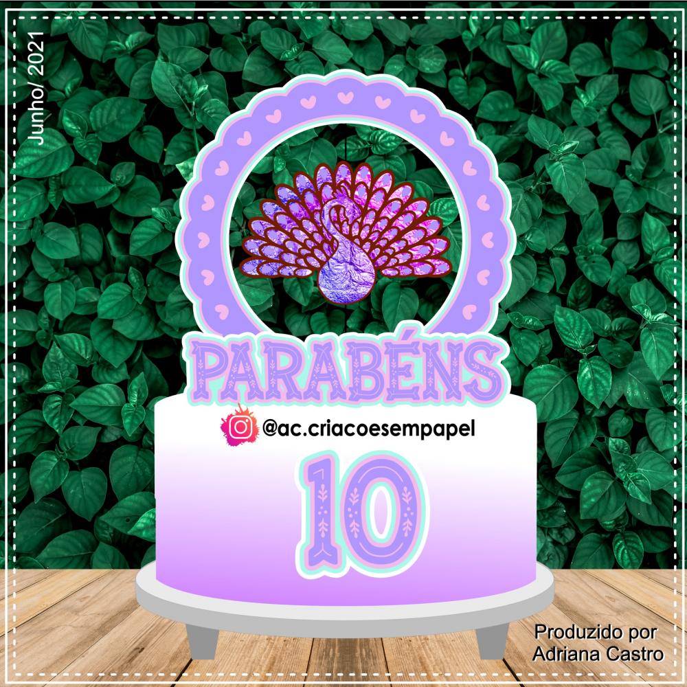 Arquivo de corte Topo de bolo Pavão