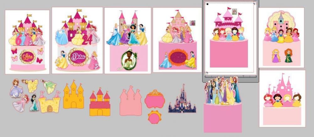 Arquivo de corte topo de bolo princesas